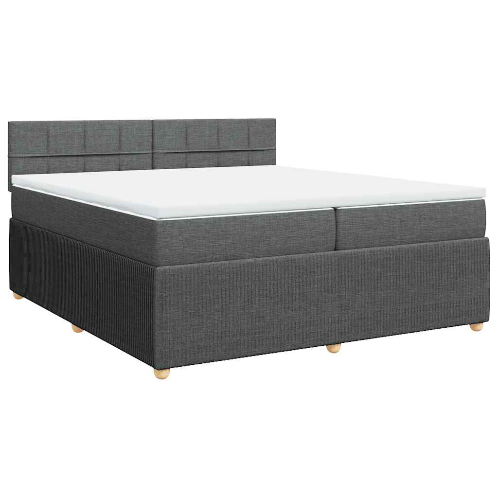 Κρεβάτι Boxspring με Στρώμα Σκούρο Γκρι 200x200 εκ. Υφασμάτινο - Pakobazaar