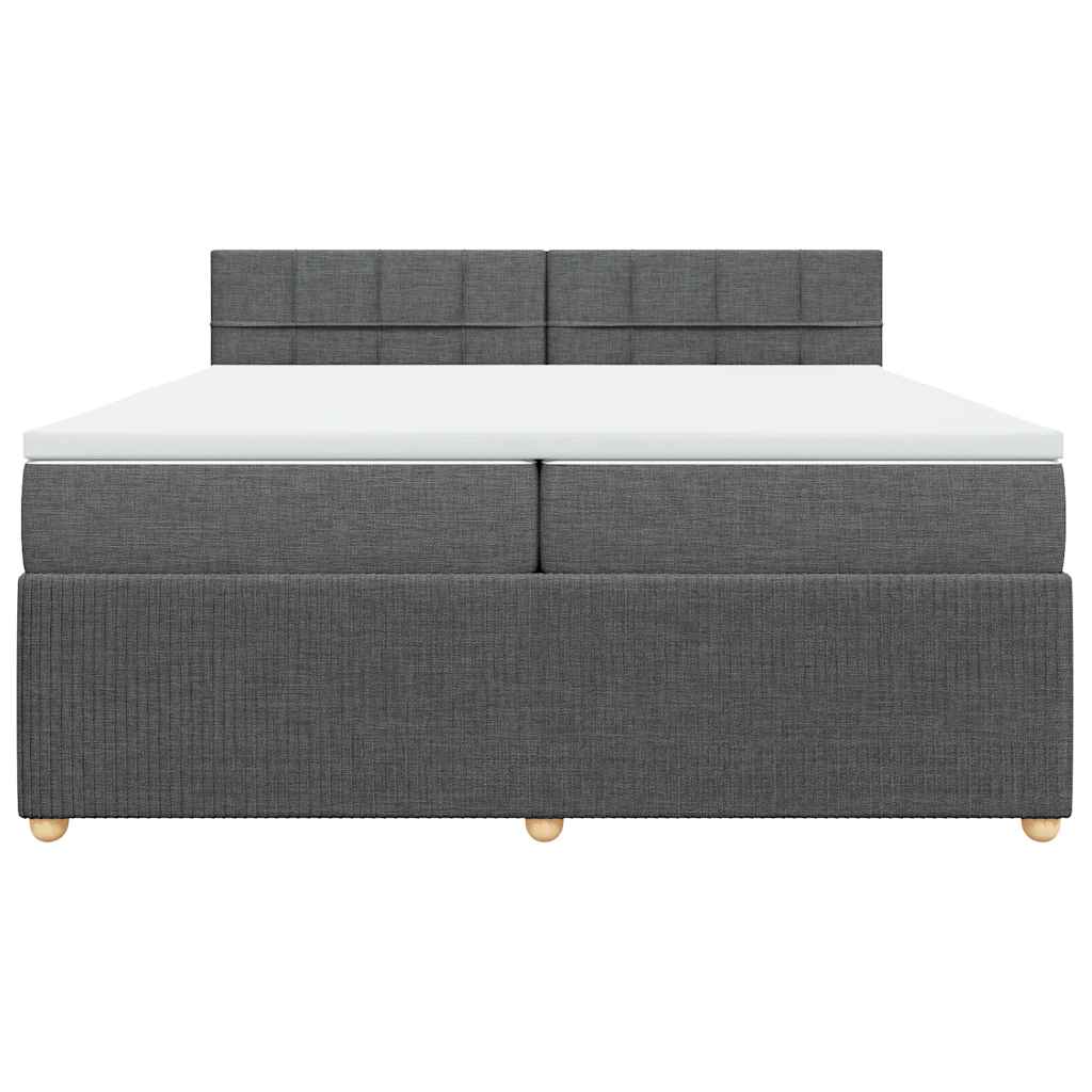 Κρεβάτι Boxspring με Στρώμα Σκούρο Γκρι 200x200 εκ. Υφασμάτινο - Pakobazaar