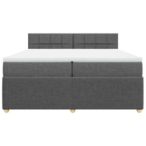 Κρεβάτι Boxspring με Στρώμα Σκούρο Γκρι 200x200 εκ. Υφασμάτινο - Pakobazaar