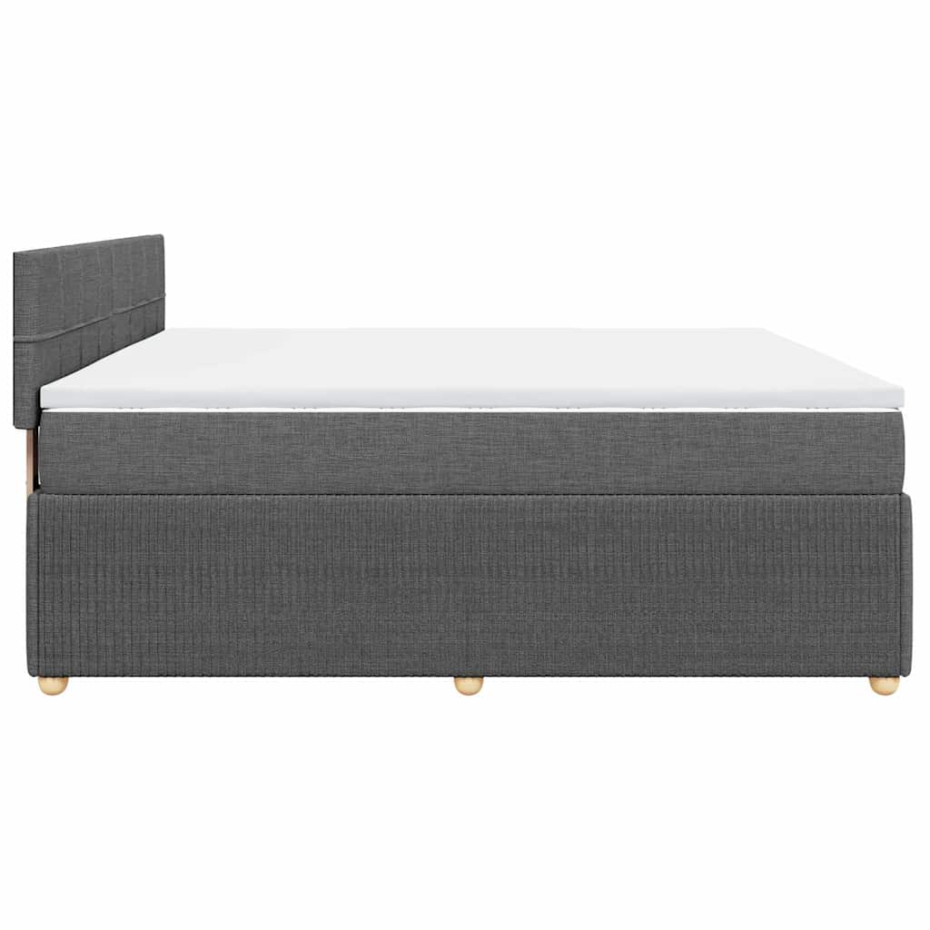 Κρεβάτι Boxspring με Στρώμα Σκούρο Γκρι 200x200 εκ. Υφασμάτινο - Pakobazaar