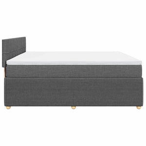 Κρεβάτι Boxspring με Στρώμα Σκούρο Γκρι 200x200 εκ. Υφασμάτινο - Pakobazaar