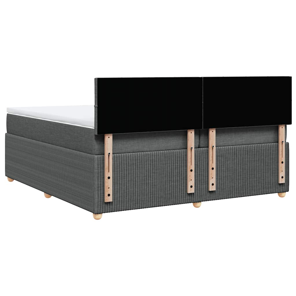 Κρεβάτι Boxspring με Στρώμα Σκούρο Γκρι 200x200 εκ. Υφασμάτινο - Pakobazaar