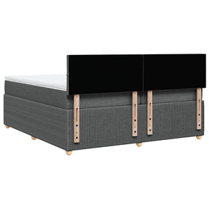Κρεβάτι Boxspring με Στρώμα Σκούρο Γκρι 200x200 εκ. Υφασμάτινο - Pakobazaar
