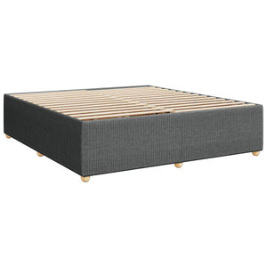 Κρεβάτι Boxspring με Στρώμα Σκούρο Γκρι 200x200 εκ. Υφασμάτινο - Pakobazaar