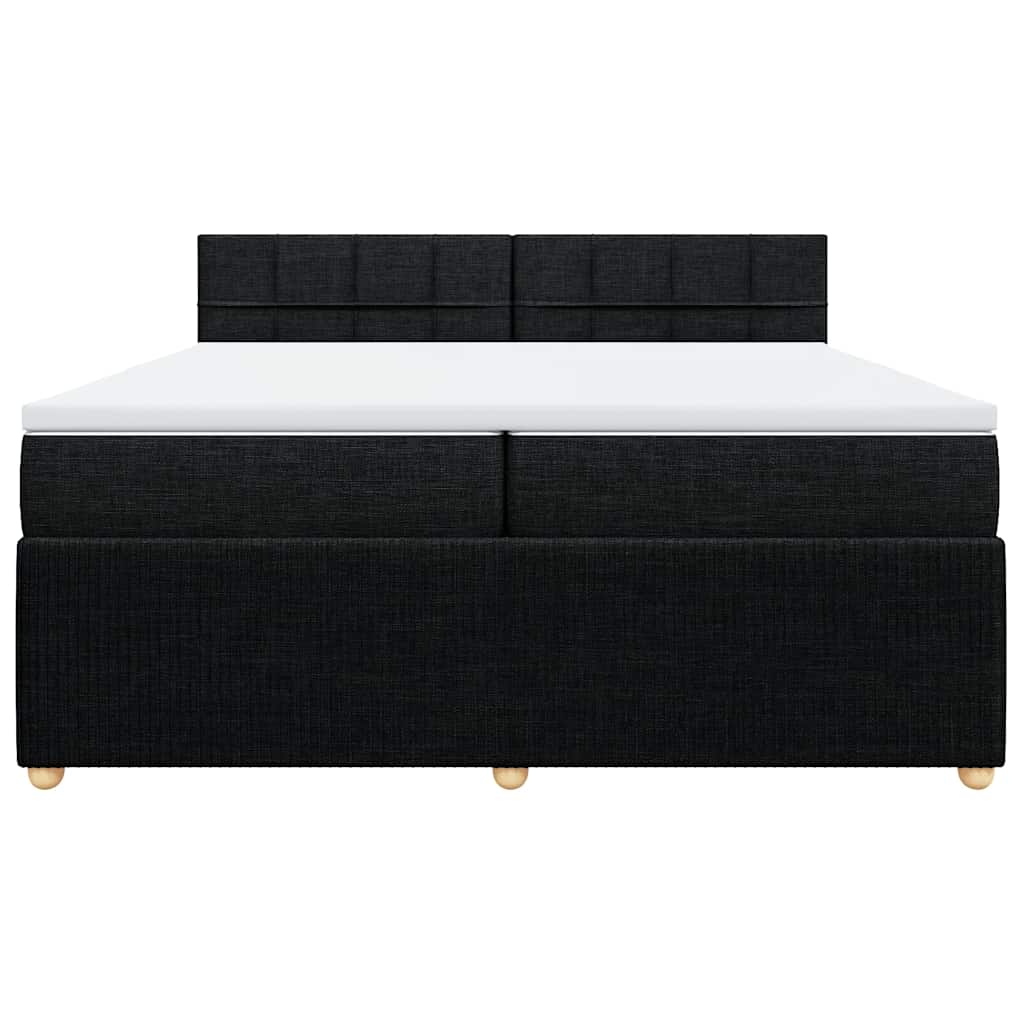 Κρεβάτι Boxspring με Στρώμα Μαύρο 200x200 εκ. Υφασμάτινο - Pakobazaar