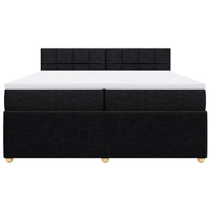 Κρεβάτι Boxspring με Στρώμα Μαύρο 200x200 εκ. Υφασμάτινο - Pakobazaar