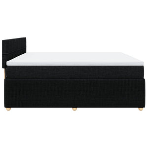 Κρεβάτι Boxspring με Στρώμα Μαύρο 200x200 εκ. Υφασμάτινο - Pakobazaar