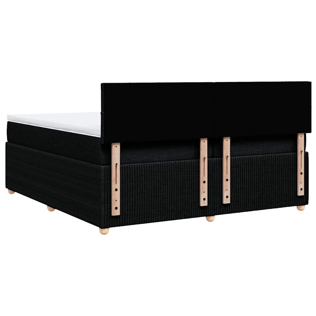 Κρεβάτι Boxspring με Στρώμα Μαύρο 200x200 εκ. Υφασμάτινο - Pakobazaar