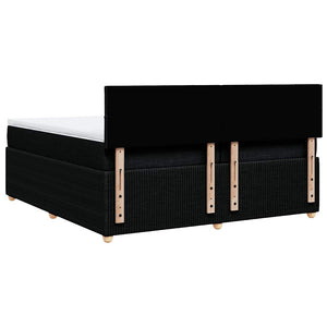 Κρεβάτι Boxspring με Στρώμα Μαύρο 200x200 εκ. Υφασμάτινο - Pakobazaar