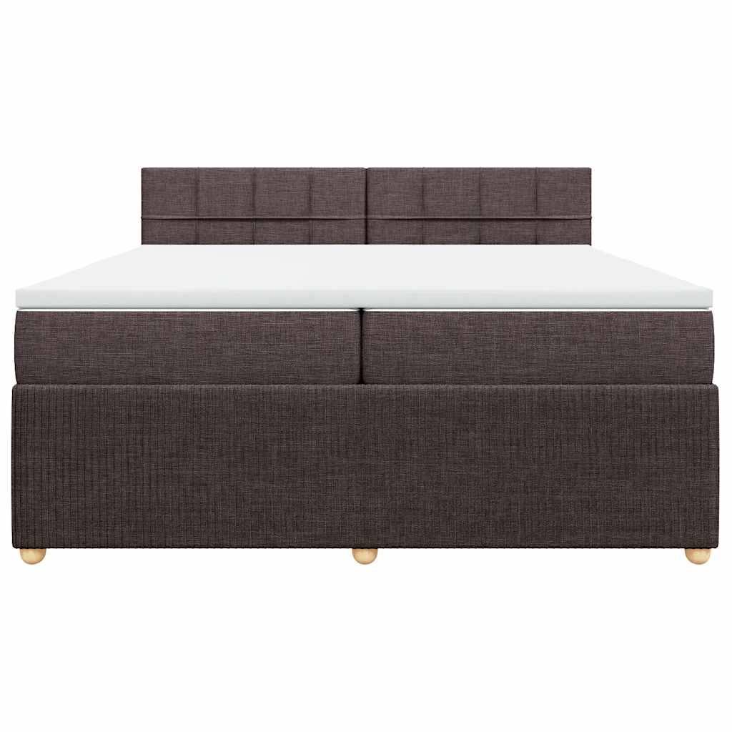 Κρεβάτι Boxspring με Στρώμα Σκούρο Καφέ 200x200 εκ. Υφασμάτινο - Pakobazaar