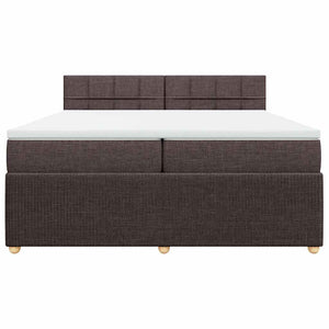Κρεβάτι Boxspring με Στρώμα Σκούρο Καφέ 200x200 εκ. Υφασμάτινο - Pakobazaar