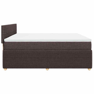 Κρεβάτι Boxspring με Στρώμα Σκούρο Καφέ 200x200 εκ. Υφασμάτινο - Pakobazaar