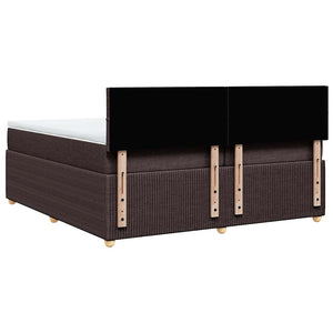 Κρεβάτι Boxspring με Στρώμα Σκούρο Καφέ 200x200 εκ. Υφασμάτινο - Pakobazaar