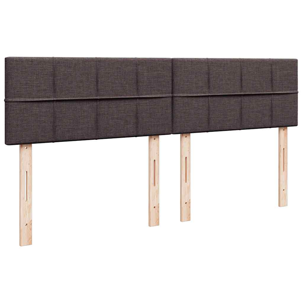 Κρεβάτι Boxspring με Στρώμα Σκούρο Καφέ 200x200 εκ. Υφασμάτινο - Pakobazaar