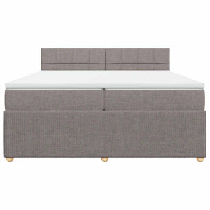 Κρεβάτι Boxspring με Στρώμα Taupe 200x200 εκ. Υφασμάτινο