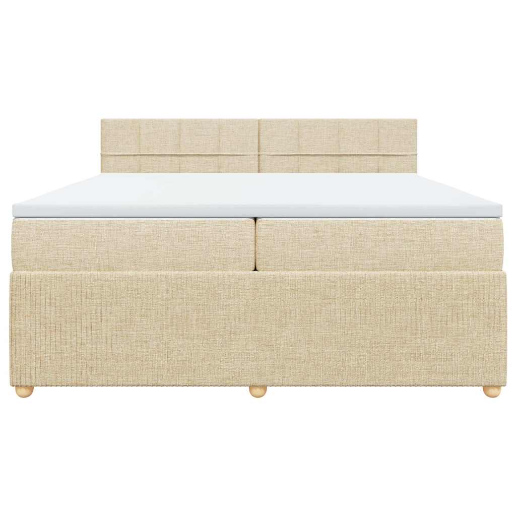 Κρεβάτι Boxspring με Στρώμα Κρεμ 200x200 εκ. Υφασμάτινο
