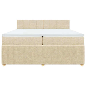 Κρεβάτι Boxspring με Στρώμα Κρεμ 200x200 εκ. Υφασμάτινο