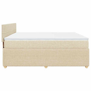Κρεβάτι Boxspring με Στρώμα Κρεμ 200x200 εκ. Υφασμάτινο