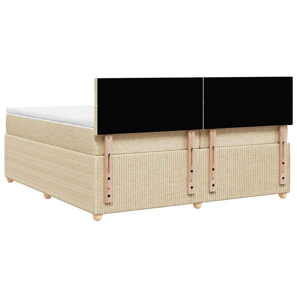 Κρεβάτι Boxspring με Στρώμα Κρεμ 200x200 εκ. Υφασμάτινο