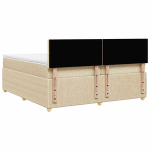 Κρεβάτι Boxspring με Στρώμα Κρεμ 200x200 εκ. Υφασμάτινο