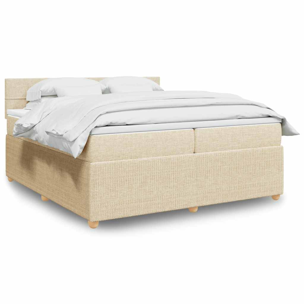 Κρεβάτι Boxspring με Στρώμα Κρεμ 200x200 εκ. Υφασμάτινο