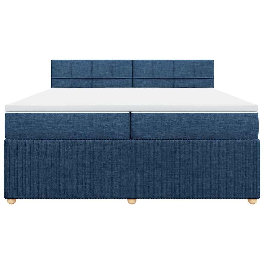 Κρεβάτι Boxspring με Στρώμα Μπλε 200x200 εκ. Υφασμάτινο