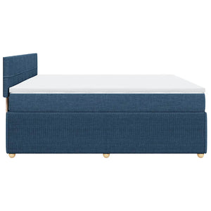 Κρεβάτι Boxspring με Στρώμα Μπλε 200x200 εκ. Υφασμάτινο