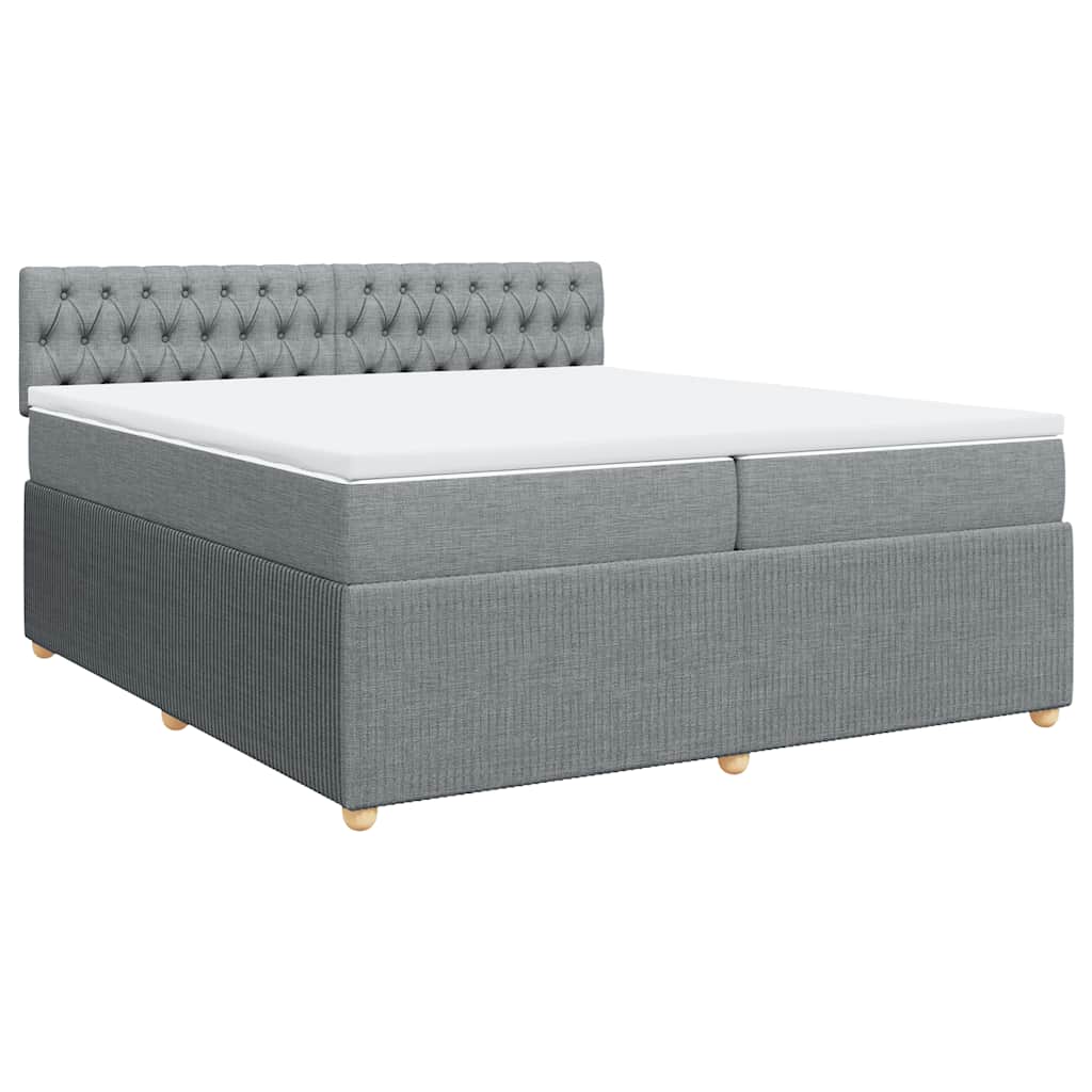 Κρεβάτι Boxspring με Στρώμα Ανοιχτό Γκρι 200x200 εκ. Υφασμάτινο - Pakobazaar
