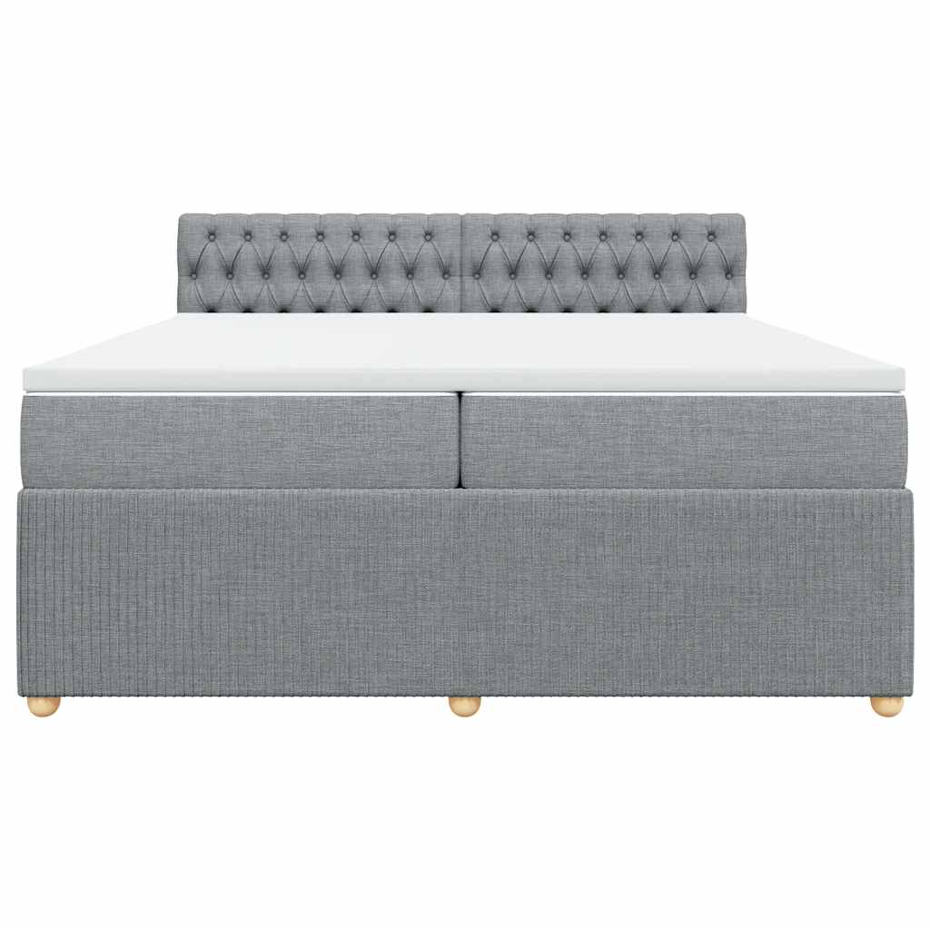 Κρεβάτι Boxspring με Στρώμα Ανοιχτό Γκρι 200x200 εκ. Υφασμάτινο - Pakobazaar