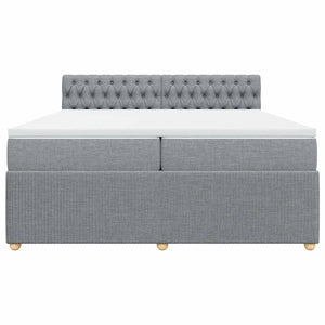 Κρεβάτι Boxspring με Στρώμα Ανοιχτό Γκρι 200x200 εκ. Υφασμάτινο - Pakobazaar