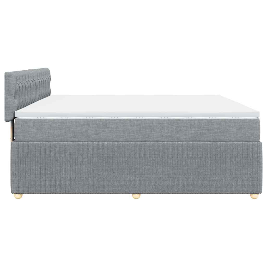 Κρεβάτι Boxspring με Στρώμα Ανοιχτό Γκρι 200x200 εκ. Υφασμάτινο - Pakobazaar