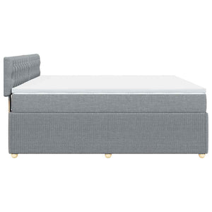 Κρεβάτι Boxspring με Στρώμα Ανοιχτό Γκρι 200x200 εκ. Υφασμάτινο - Pakobazaar