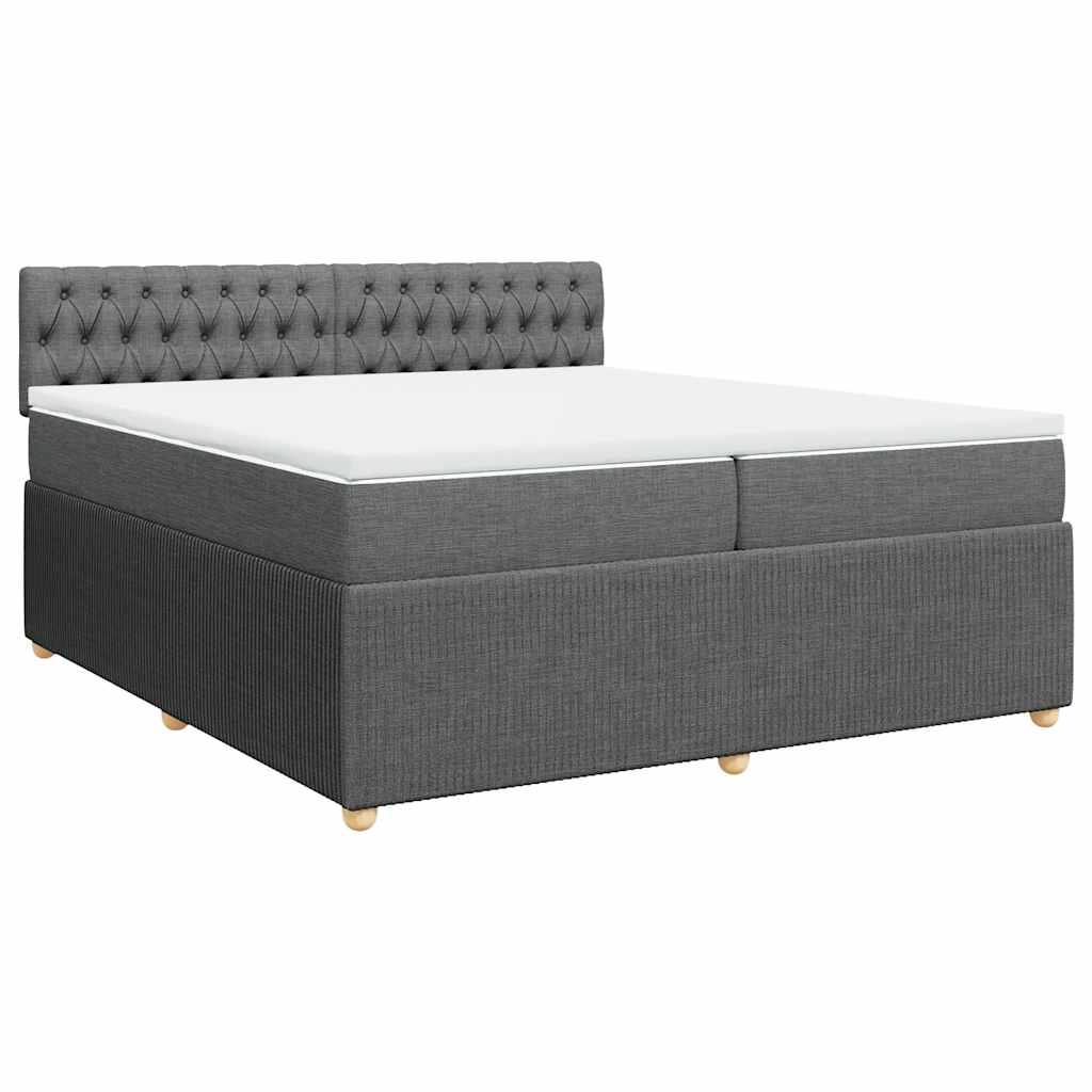 Κρεβάτι Boxspring με Στρώμα Σκούρο Γκρι 200x200 εκ. Υφασμάτινο