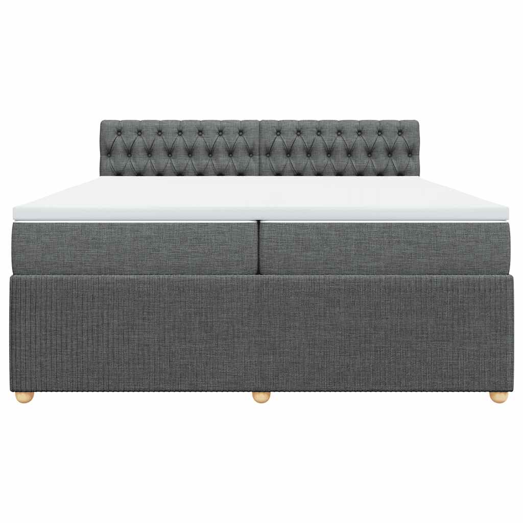 Κρεβάτι Boxspring με Στρώμα Σκούρο Γκρι 200x200 εκ. Υφασμάτινο
