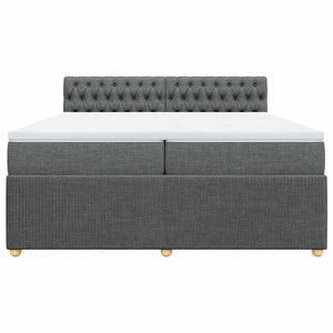 Κρεβάτι Boxspring με Στρώμα Σκούρο Γκρι 200x200 εκ. Υφασμάτινο