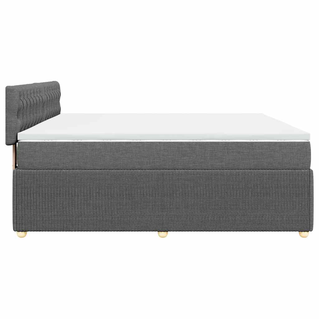 Κρεβάτι Boxspring με Στρώμα Σκούρο Γκρι 200x200 εκ. Υφασμάτινο