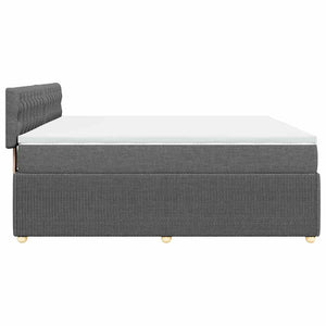Κρεβάτι Boxspring με Στρώμα Σκούρο Γκρι 200x200 εκ. Υφασμάτινο