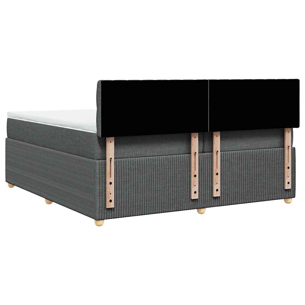 Κρεβάτι Boxspring με Στρώμα Σκούρο Γκρι 200x200 εκ. Υφασμάτινο