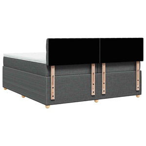 Κρεβάτι Boxspring με Στρώμα Σκούρο Γκρι 200x200 εκ. Υφασμάτινο