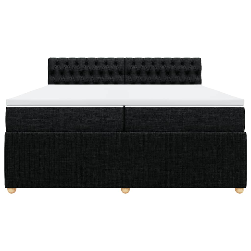 Κρεβάτι Boxspring με Στρώμα Μαύρο 200x200 εκ. Υφασμάτινο - Pakobazaar