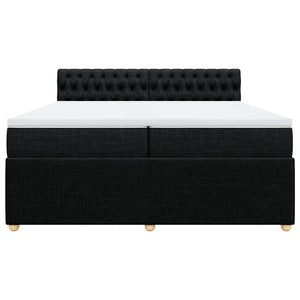 Κρεβάτι Boxspring με Στρώμα Μαύρο 200x200 εκ. Υφασμάτινο - Pakobazaar