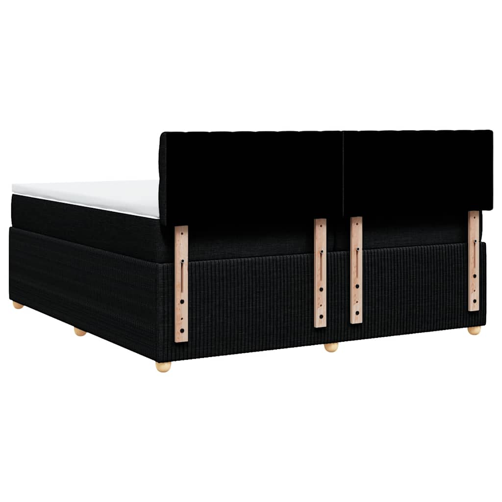Κρεβάτι Boxspring με Στρώμα Μαύρο 200x200 εκ. Υφασμάτινο - Pakobazaar