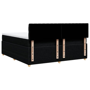Κρεβάτι Boxspring με Στρώμα Μαύρο 200x200 εκ. Υφασμάτινο - Pakobazaar