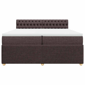 Κρεβάτι Boxspring με Στρώμα Σκούρο Καφέ 200x200 εκ. Υφασμάτινο - Pakobazaar