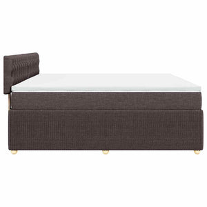 Κρεβάτι Boxspring με Στρώμα Σκούρο Καφέ 200x200 εκ. Υφασμάτινο - Pakobazaar