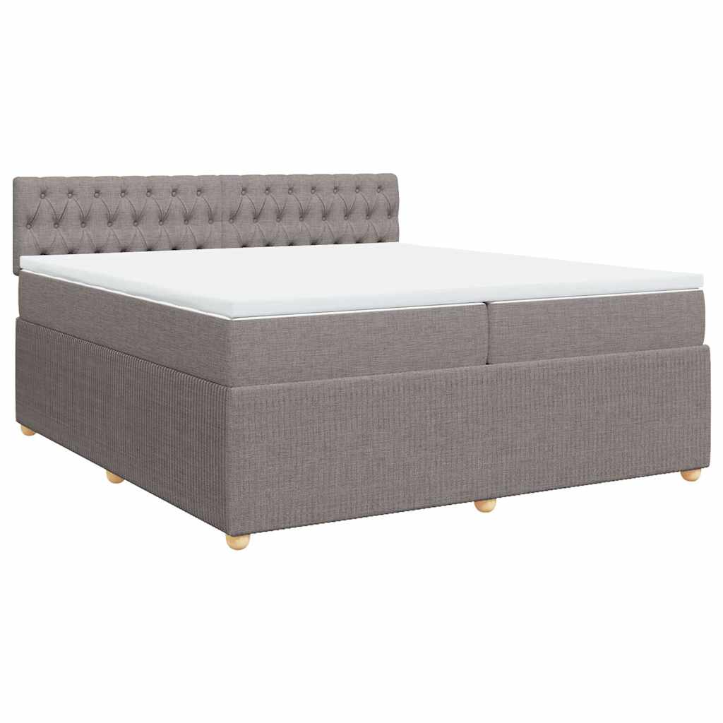 Κρεβάτι Boxspring με Στρώμα Taupe 200x200 εκ. Υφασμάτινο