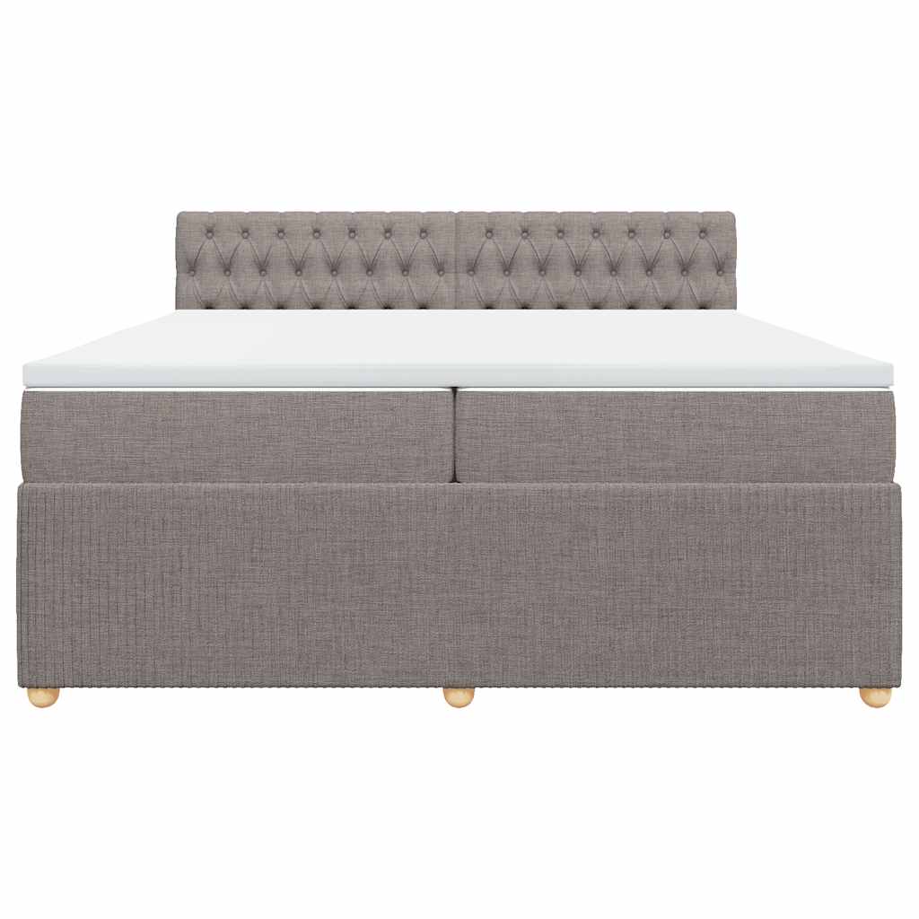 Κρεβάτι Boxspring με Στρώμα Taupe 200x200 εκ. Υφασμάτινο