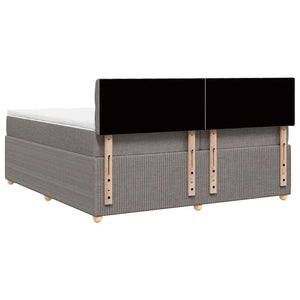 Κρεβάτι Boxspring με Στρώμα Taupe 200x200 εκ. Υφασμάτινο