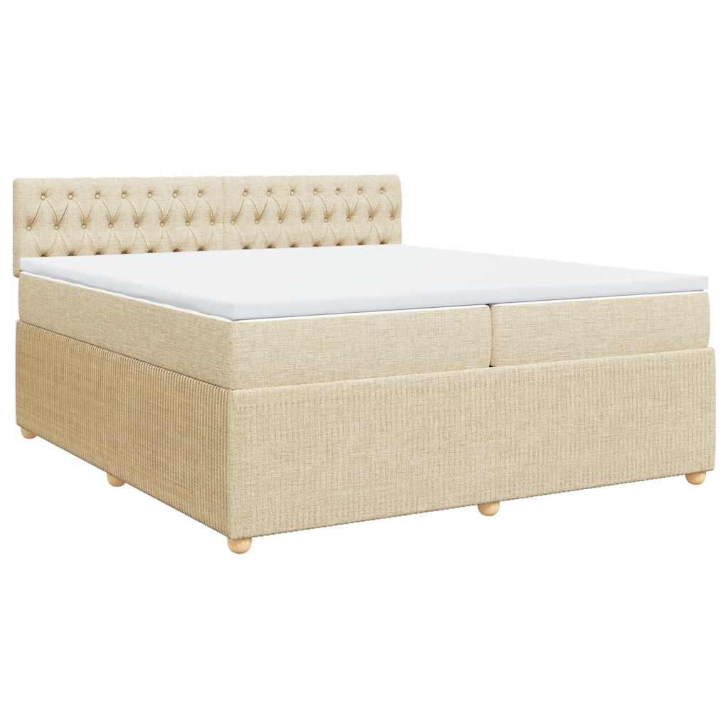 Κρεβάτι Boxspring με Στρώμα Κρεμ 200x200 εκ. Υφασμάτινο