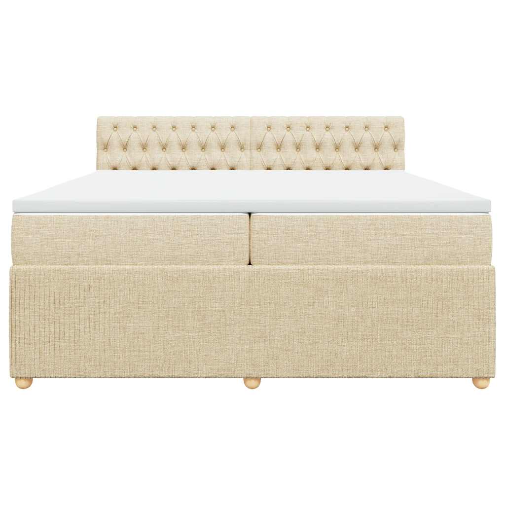 Κρεβάτι Boxspring με Στρώμα Κρεμ 200x200 εκ. Υφασμάτινο